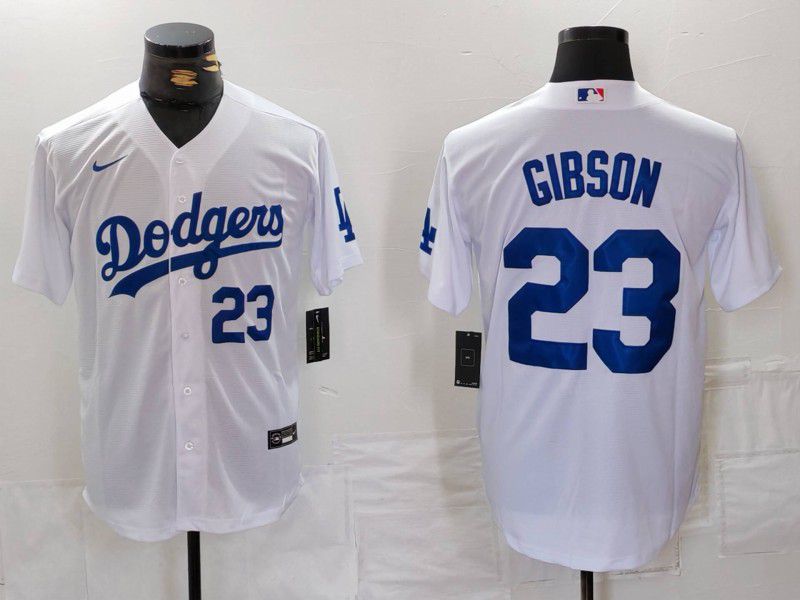 Men Los Angeles Dodgers #23 Gibson White Nike Game 2024 MLB Jersey style 4